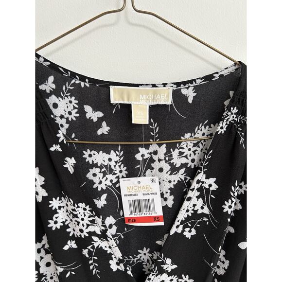 NWT Michael Michael Kors Womens Black Floral Fit & Flared Tiered Dress Size XS‎ - Picture 3 of 7